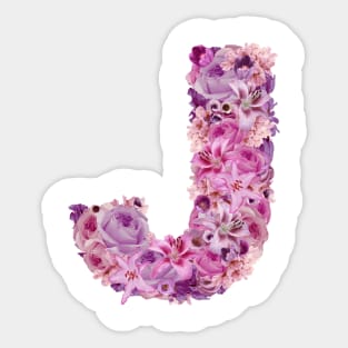 Pink Floral Letter J Sticker